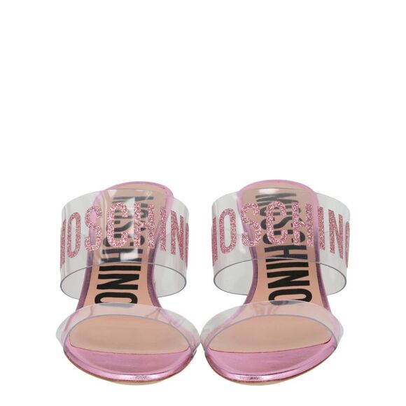 Moschino Glitter Logo Heel Sandals Clear Womens - Picture 6 of 6